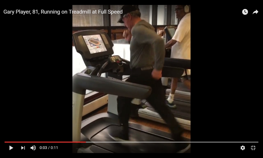 Gary Player sprinting on treadmill