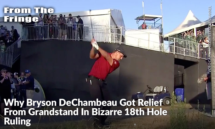 Bryson DeChambeau hits over the grandstand